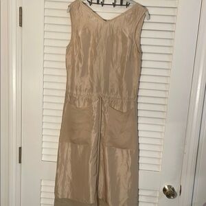 Link Champagne Tie Front Silky and Chiffon Pocket Hemline Sheath Dress